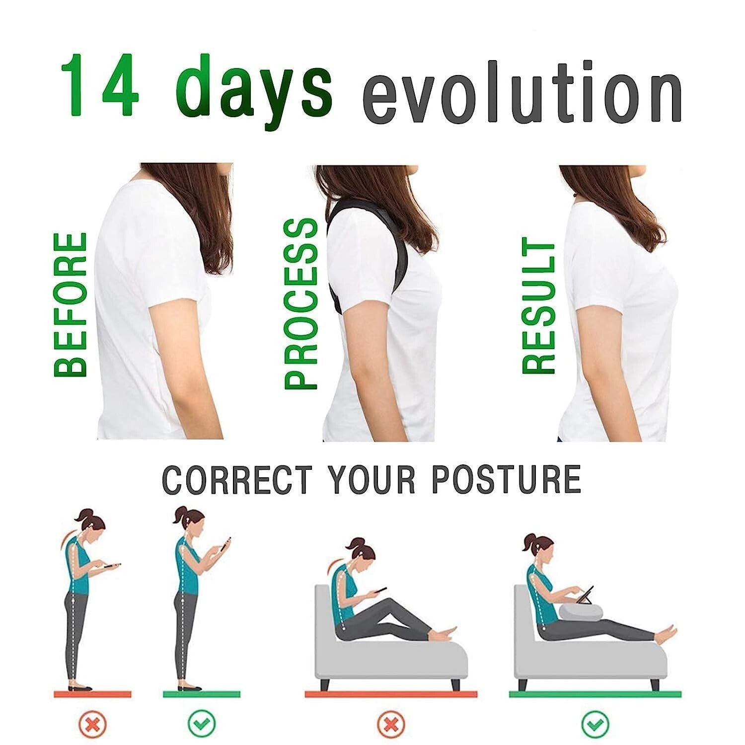 Posture Corrector Shoulder Support Belt Bad Back Brace Lumbar for Men & Women