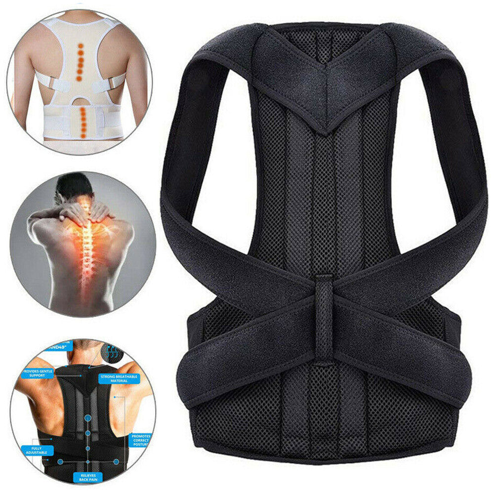 Posture Corrector Back Straightener Lumbar Shoulder Support Belt Body Brace UK
