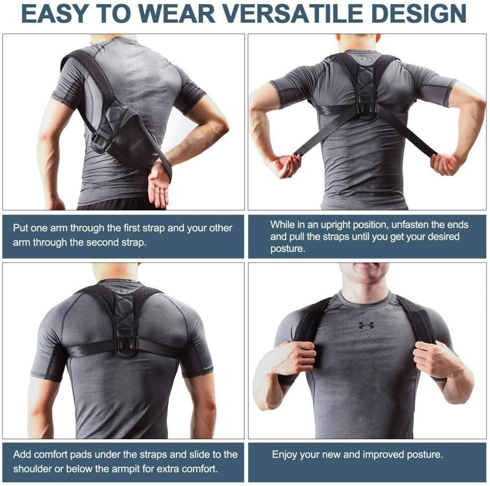 Posture Corrector Shoulder Support Belt Bad Back Brace Lumbar for Men & Women