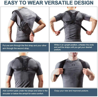 Posture Corrector Shoulder Support Belt Bad Back Brace Lumbar for Men & Women